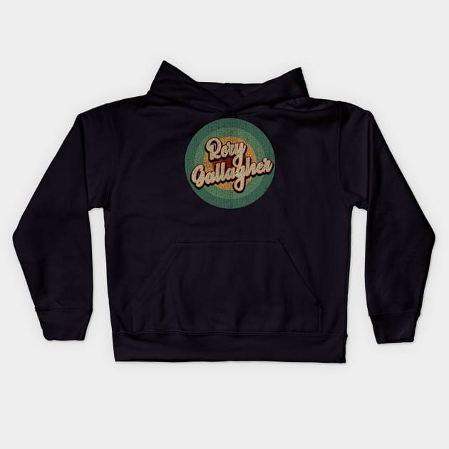 Circle Retro Vintage Rory Gallagher Kids Hoodie by Jokowow